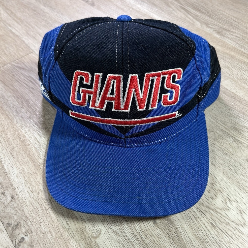 VTG New York Giants Snapback‎ Hat NFL Football Apex One Black Blue Wool Cap